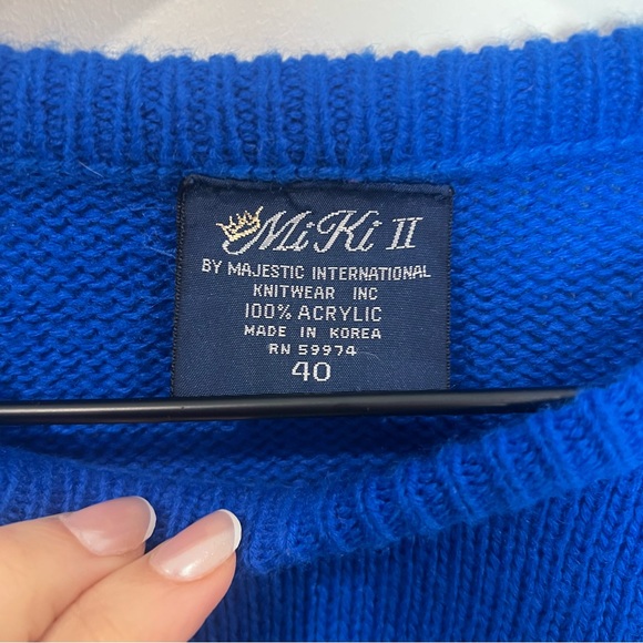 Vintage 80s Mi Ki II Novelty Sweater Intarsia Bunny Rabbit Cottagecore - Picture 5 of 8